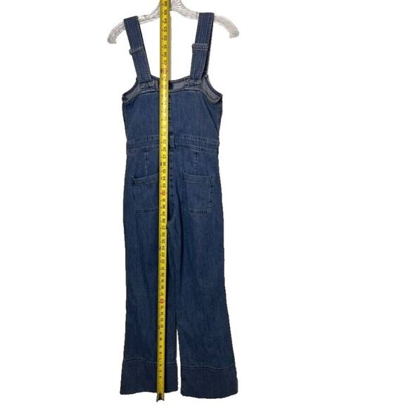 Aerie Overalls Womens XS Blue Button Front Kick Flare Denim Apron Bib - Picture 10 of 16